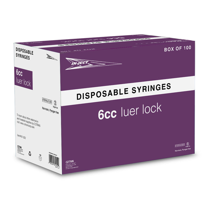 Box of 100 Disposable Inject Syringes With Sterile Needles [6cc]