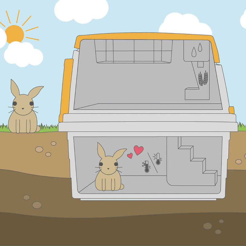 Kerbl Rabbit Burrowing Base illustration showing how the base underground 
