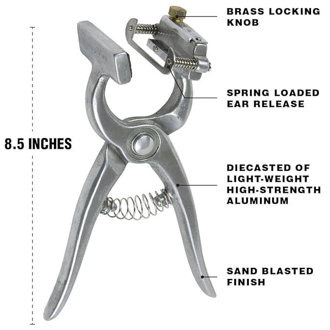 8" diecasted aluminum livestock Tattoo pliers